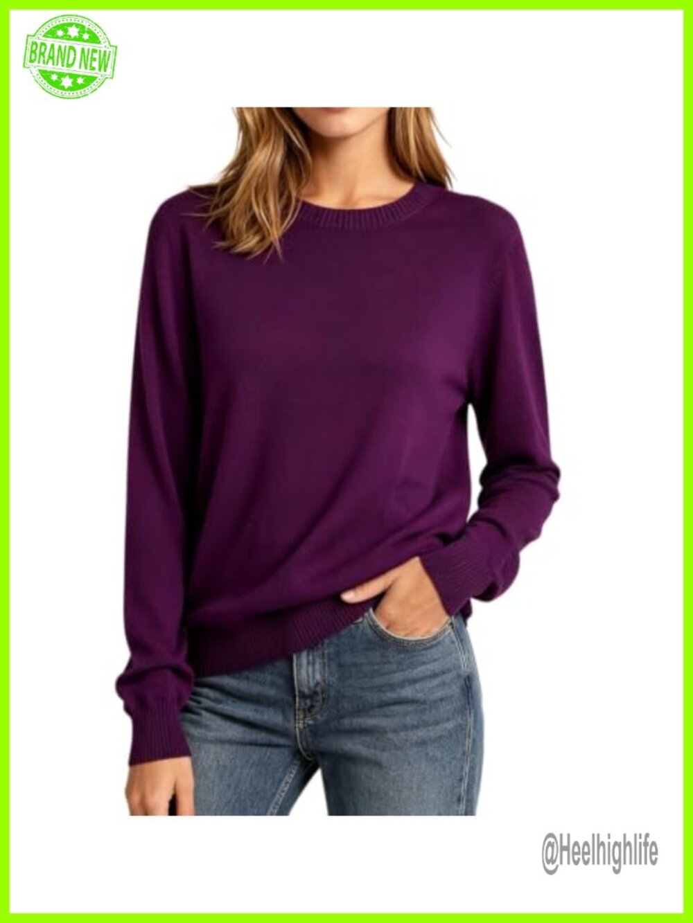 Women's Long Sleeve Crewneck Knit Pullover Sweater